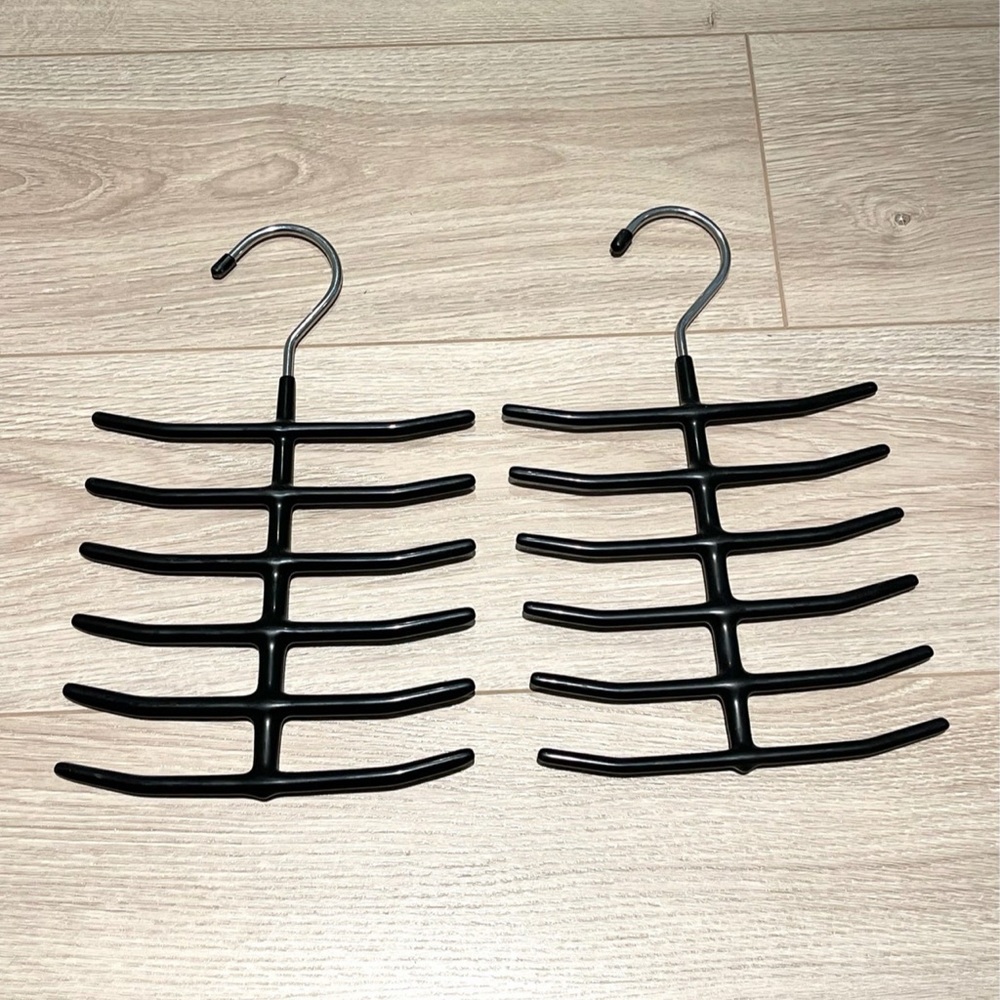 2 Black Multi-Tier Hangers, tie hanger, belt hanger, scarf hanger, NWOT